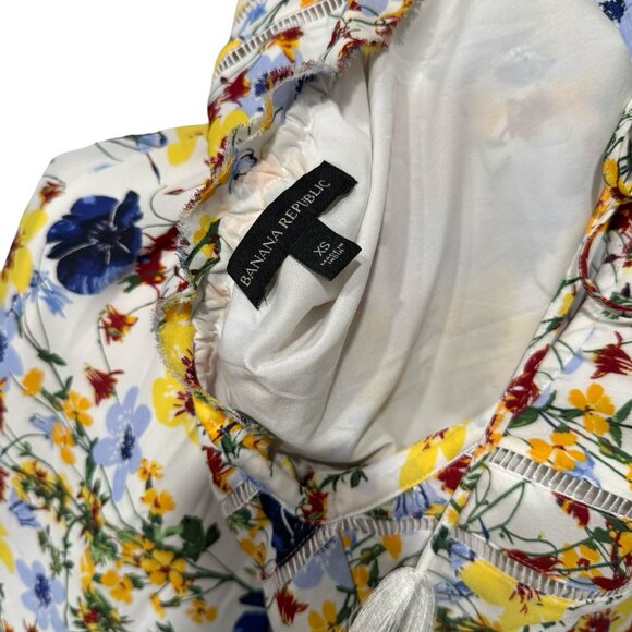 Banana Republic Blue, White & Yellow Floral Print Long Sleeve Dress Size XS - Picture 5 of 5